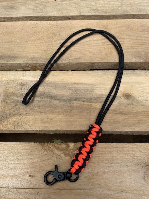 Fløjtesnor, Cobra flettet Black/Neon Orange