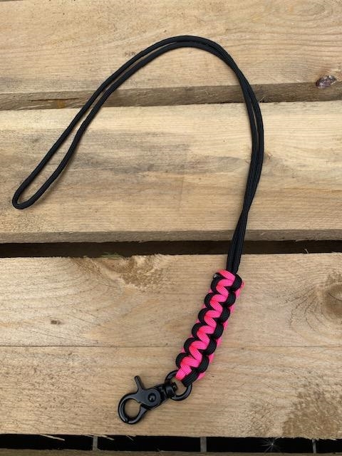 Fløjtesnor, Cobra flettet Black/Neon pink